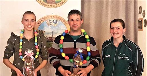 Ostereierknige 2019 - Baur Nathalie, Beck Ralf und Vorstand Evi Schabert
